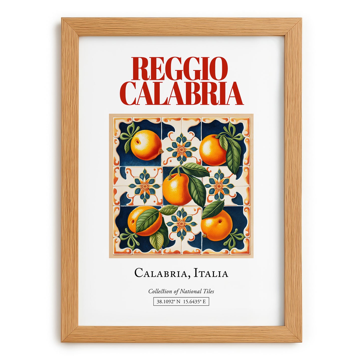 Reggio Calabria, Italy – Wanderlust-Inspired Poster, set in oak frame