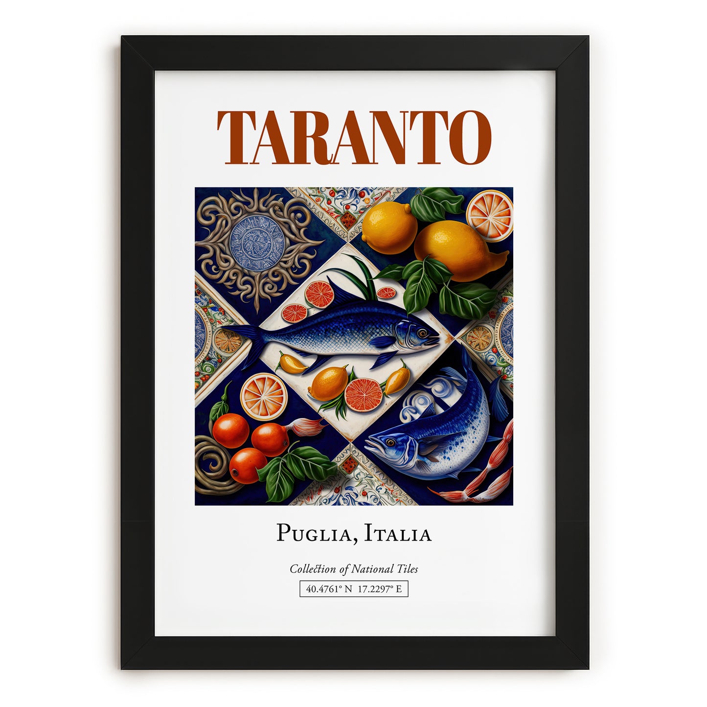 Taranto, Italy – Wanderlust Wall Decor, in sleek black frame