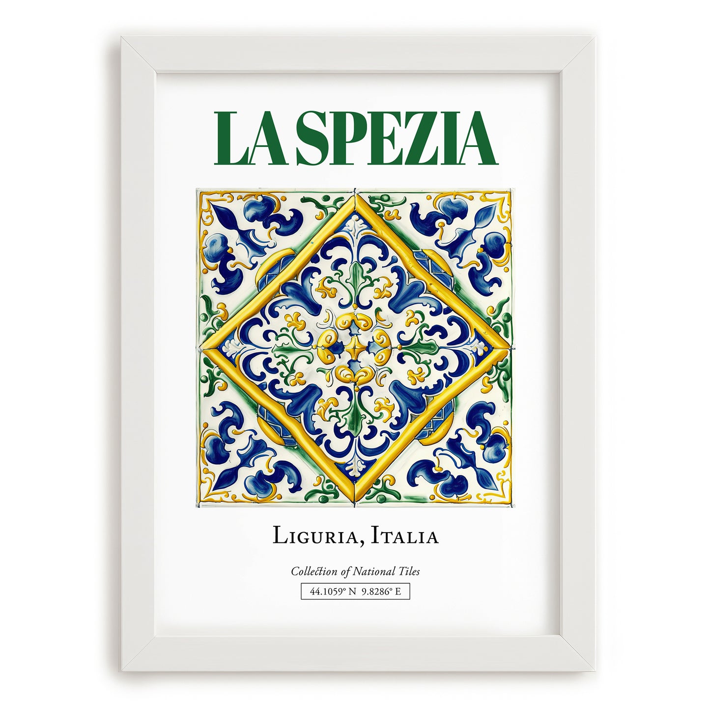 La Spezia, Italy – Tourist Destination Poster, placed in minimal white frame