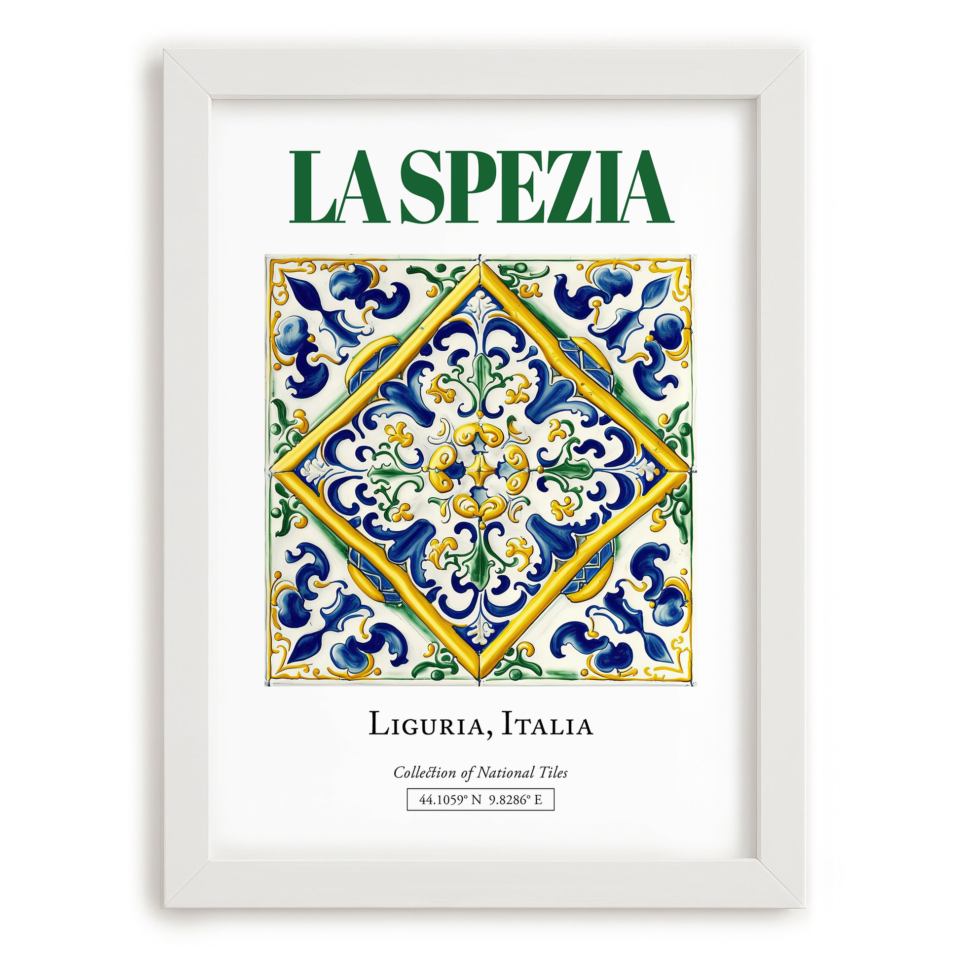 La Spezia, Italy – Tourist Destination Poster, placed in minimal white frame