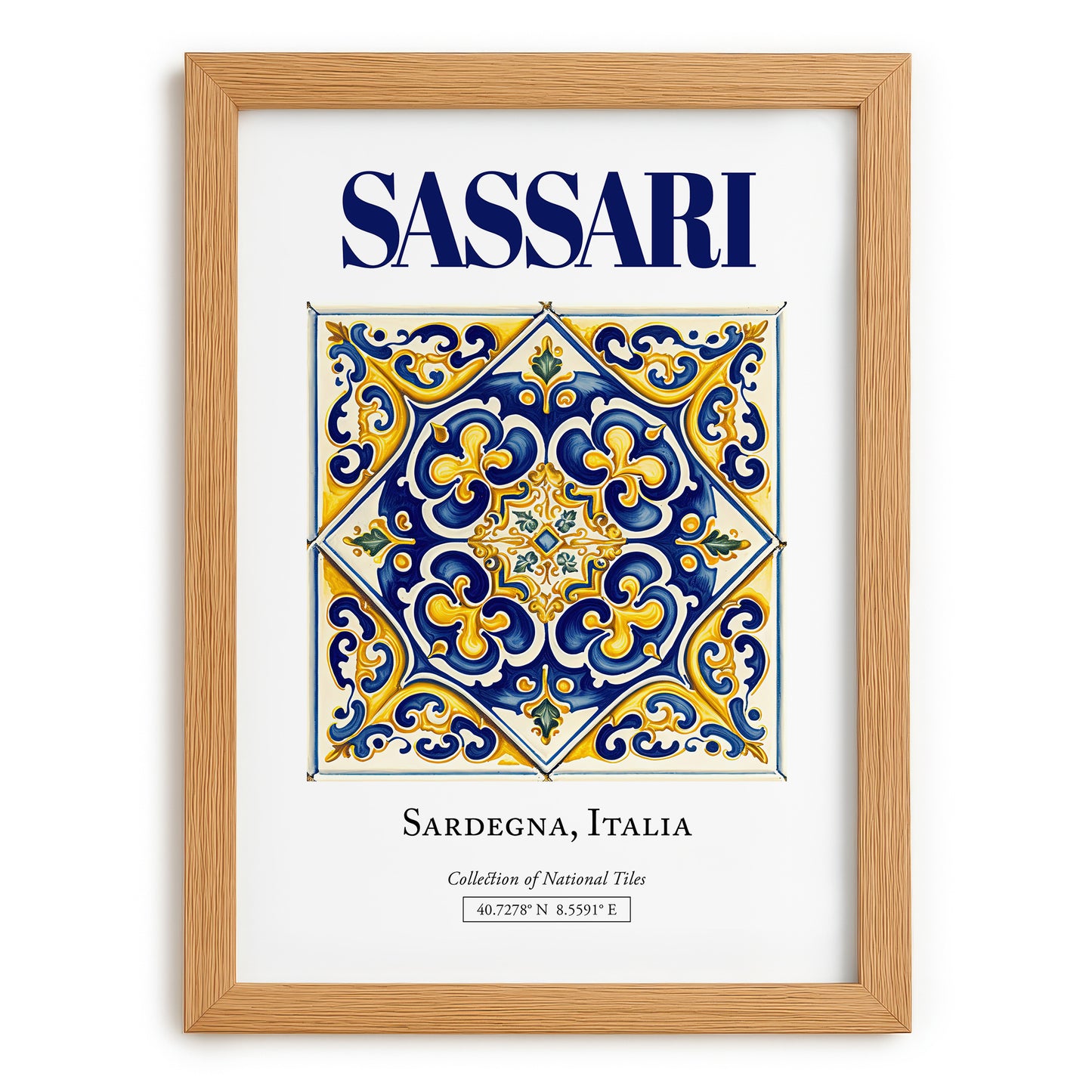 Sassari, Italy – Travel Wall Art, set in oak frame