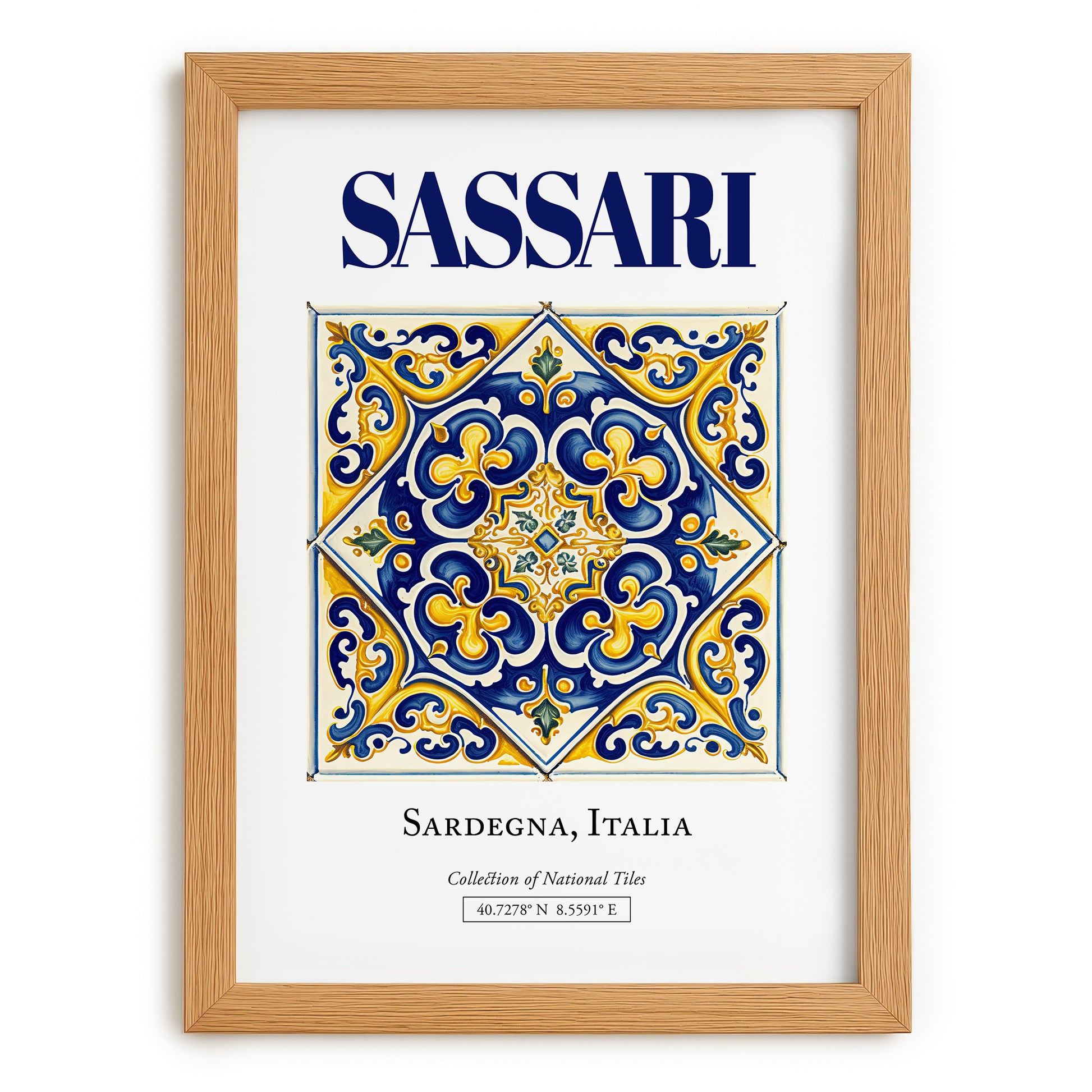 Sassari, Italy – Travel Wall Art, set in oak frame
