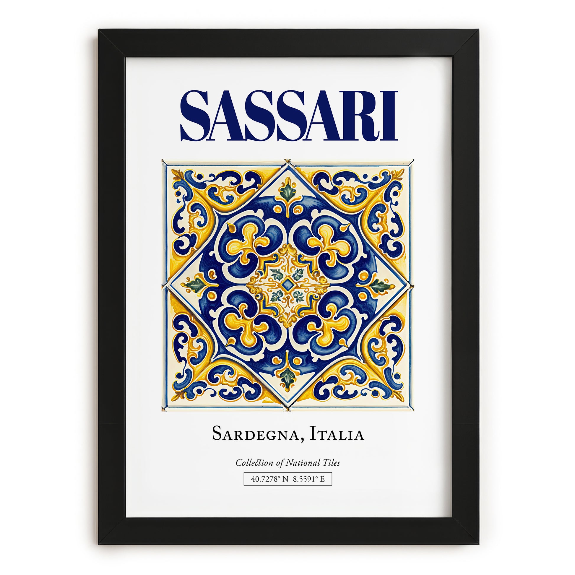 Sassari, Italy – Travel Wall Art, in sleek black frame