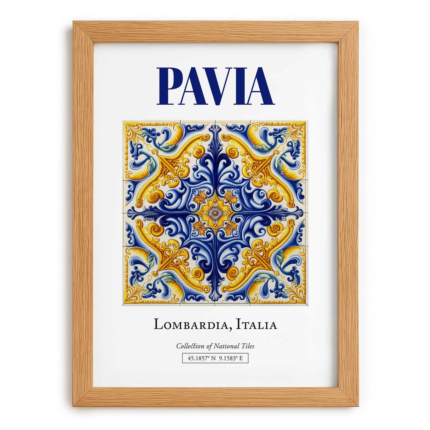 Pavia, Italy – Travel Wall Art, set in oak frame