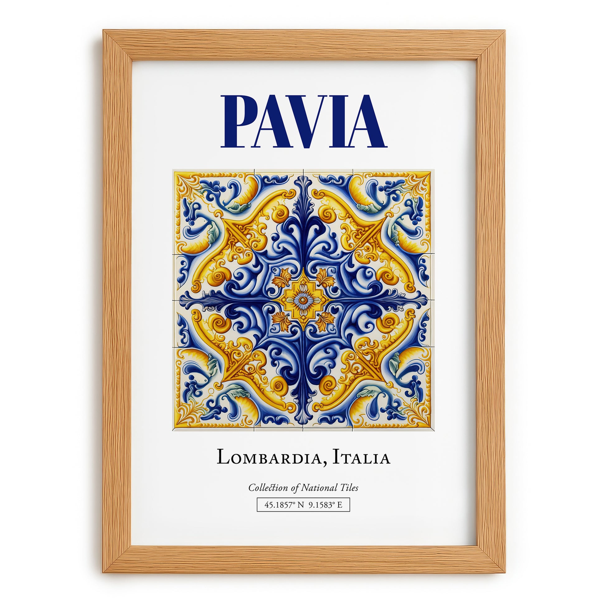 Pavia, Italy – Travel Wall Art, set in oak frame
