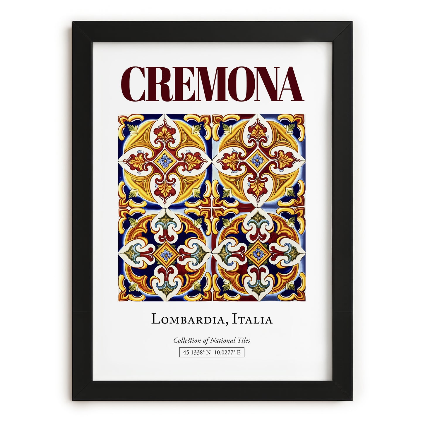 Cremona, Italy – Cityscape Wall Art, in sleek black frame