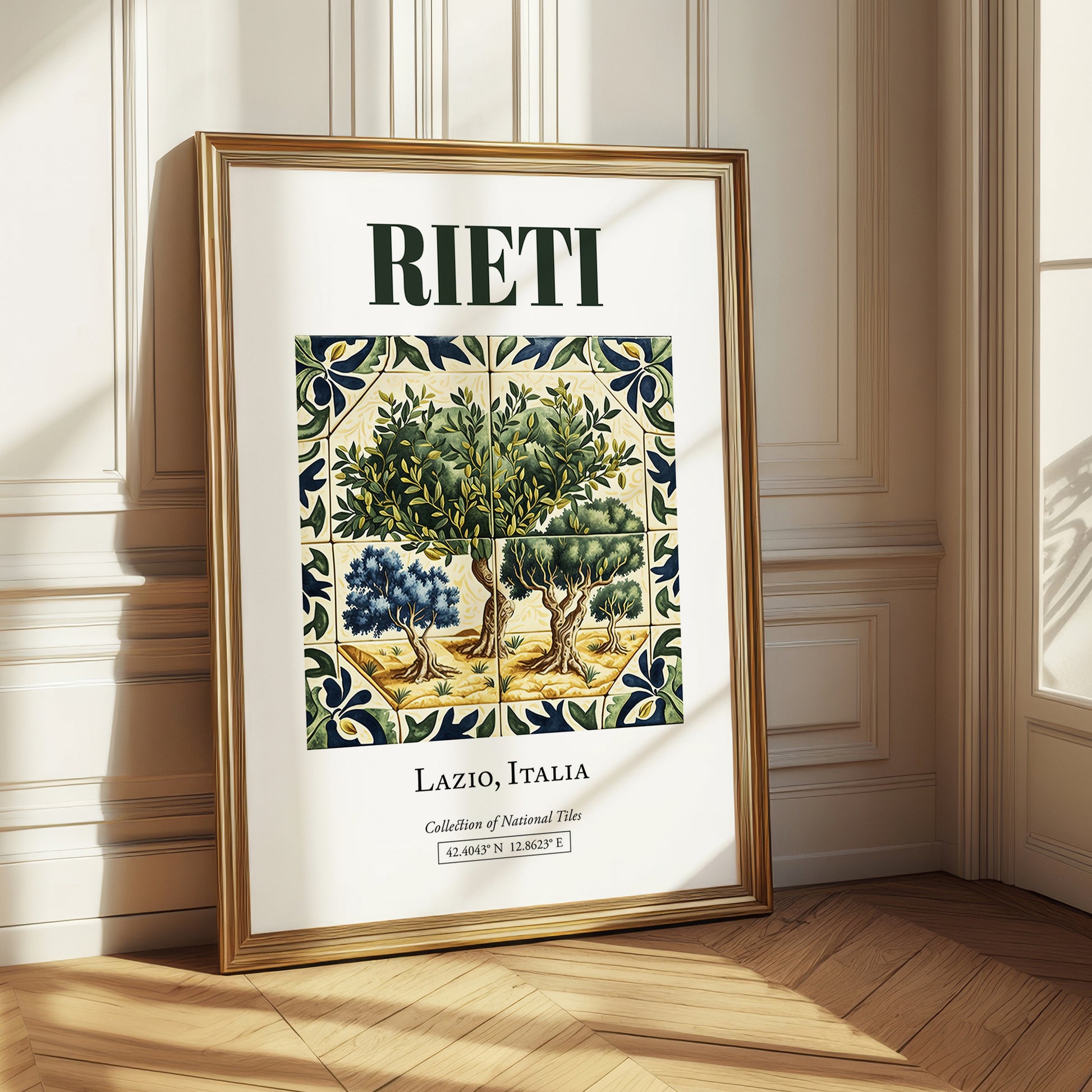 Rieti, Italy – Travel Poster, styled in a charming Paris street view