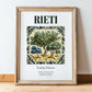 Rieti, Italy – Travel Poster, in wooden frame leaning on the floor