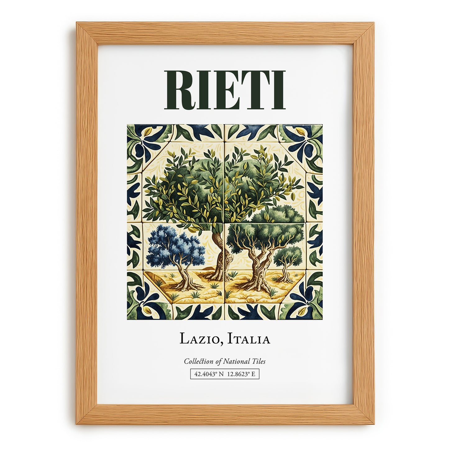 Rieti, Italy – Travel Poster, set in oak frame