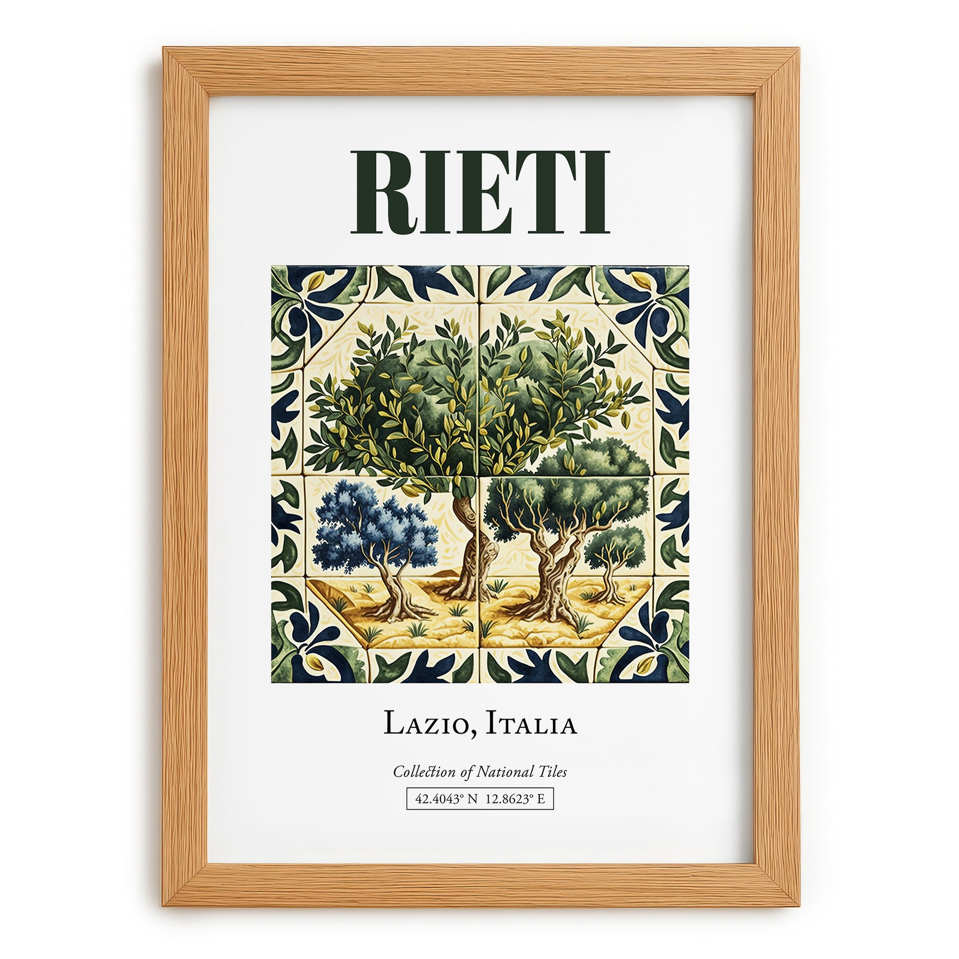 Rieti, Italy – Travel Poster, set in oak frame