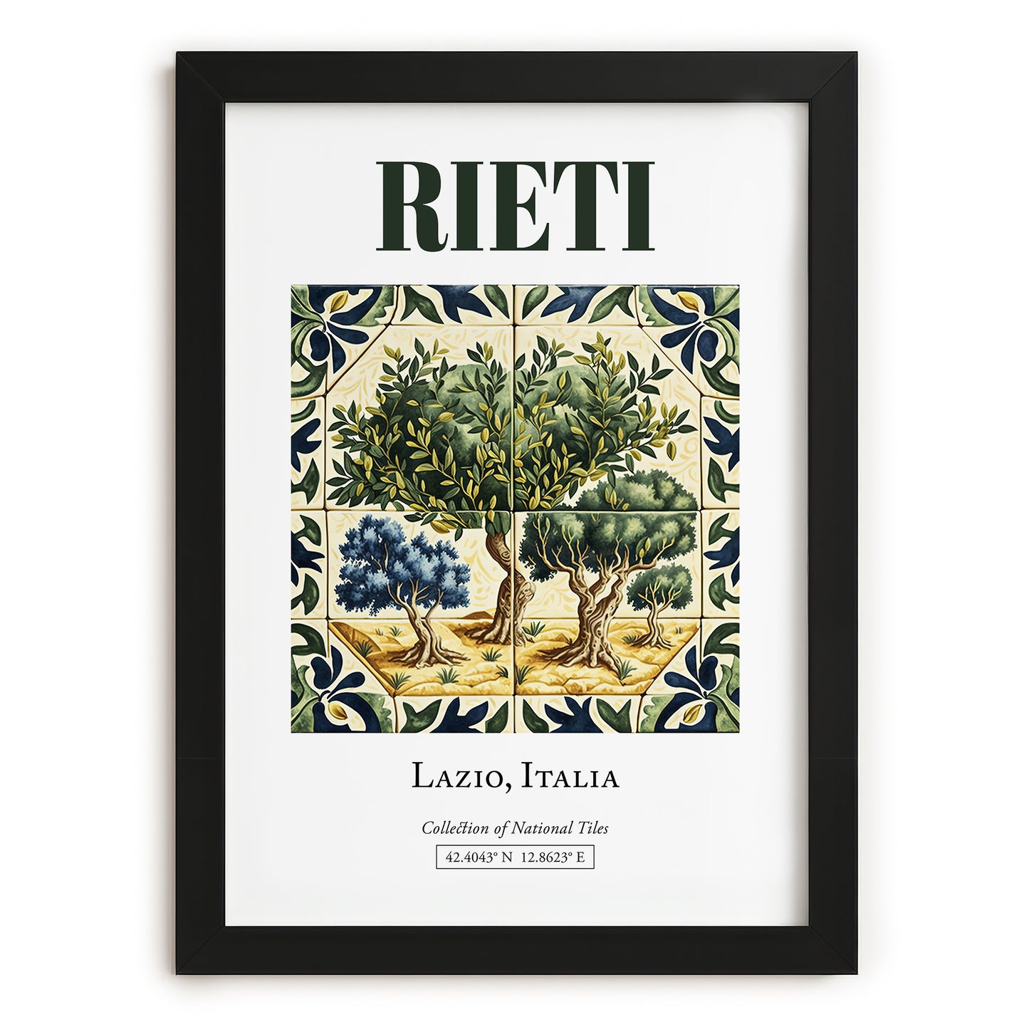 Rieti, Italy – Travel Poster, in sleek black frame
