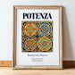 Potenza, Italy – Travel Poster, in wooden frame leaning on the floor