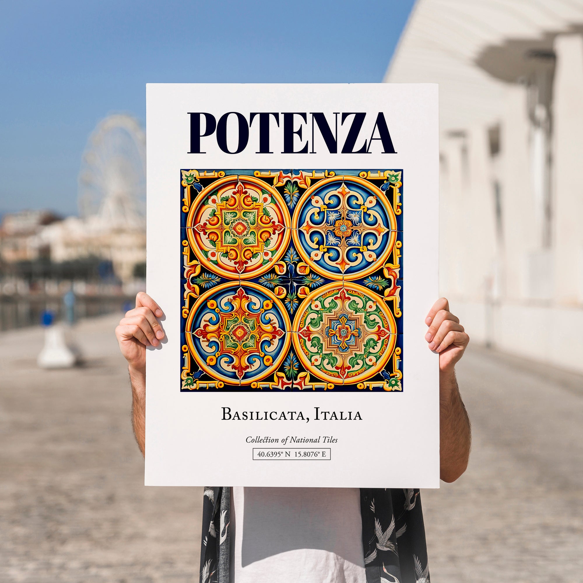 Potenza, Italy – Travel Poster, no-text version framed in wood