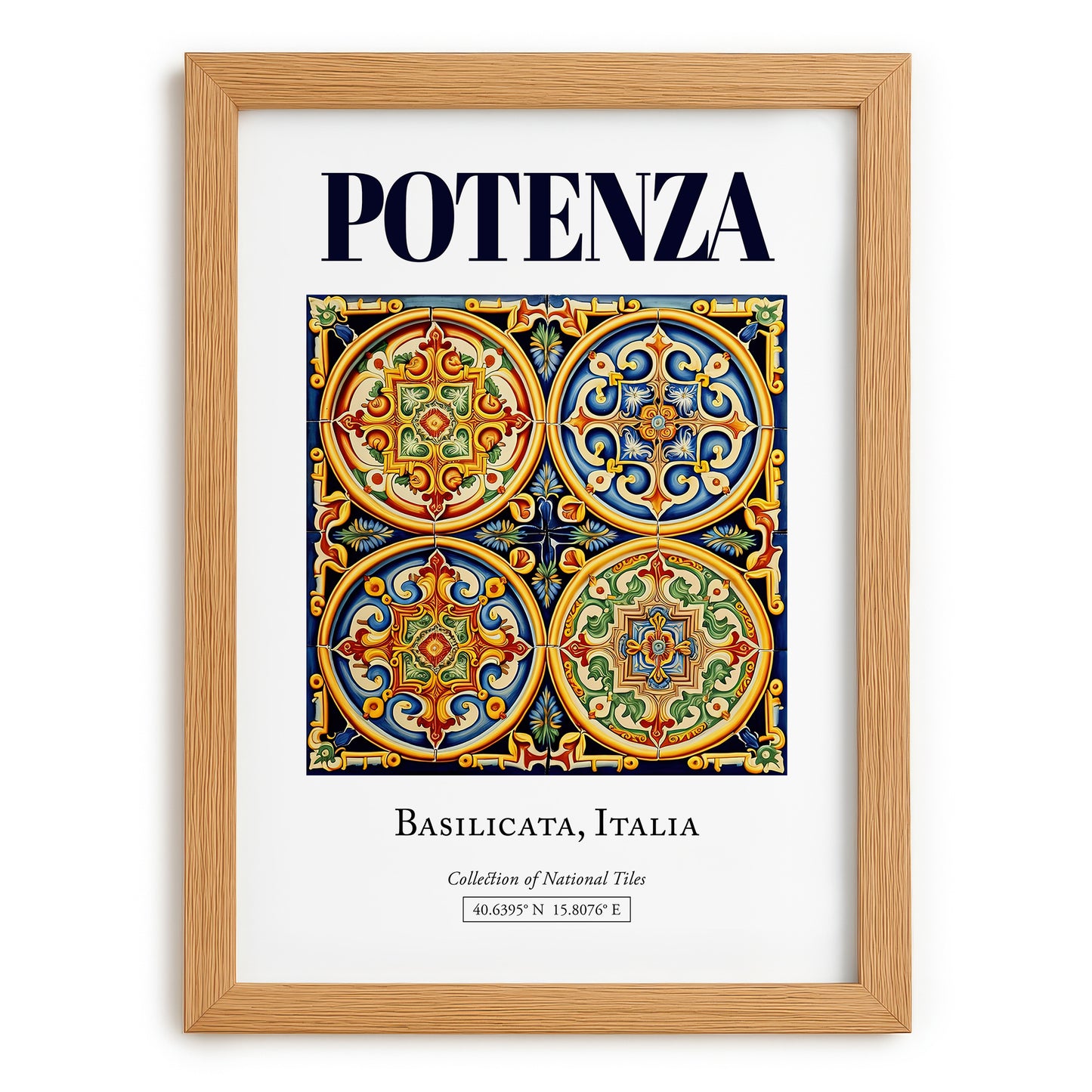 Potenza, Italy – Travel Poster, set in oak frame