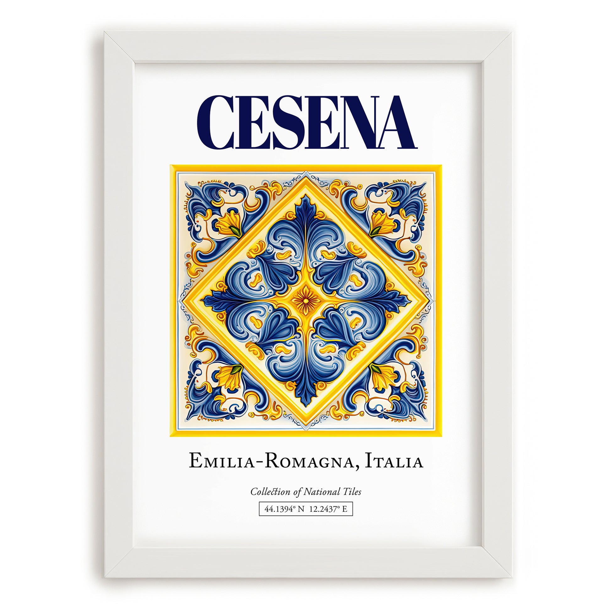 Cesena, Italy – Travel Poster, placed in minimal white frame