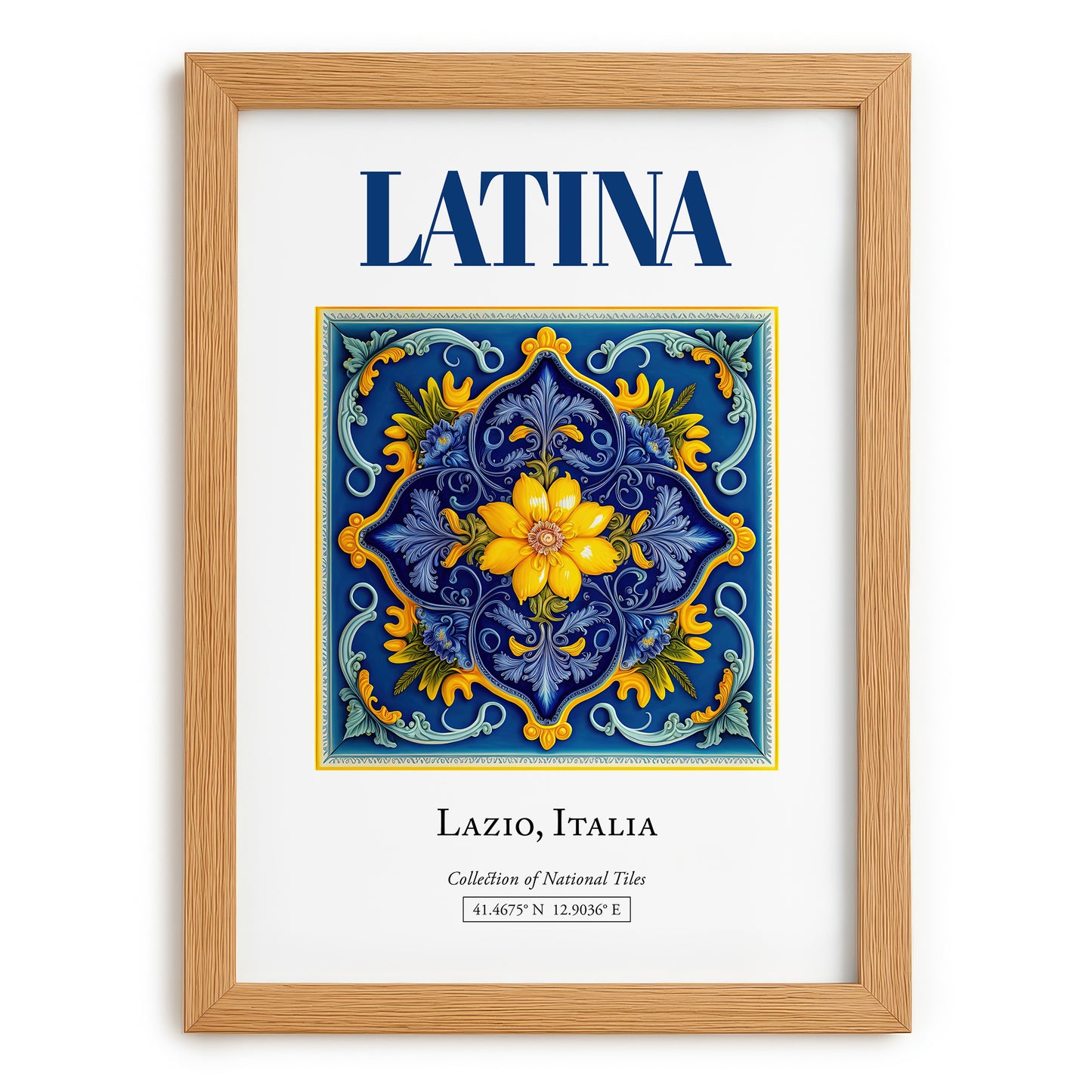 Latina, Italy – Global Cities Wall Print, set in oak frame