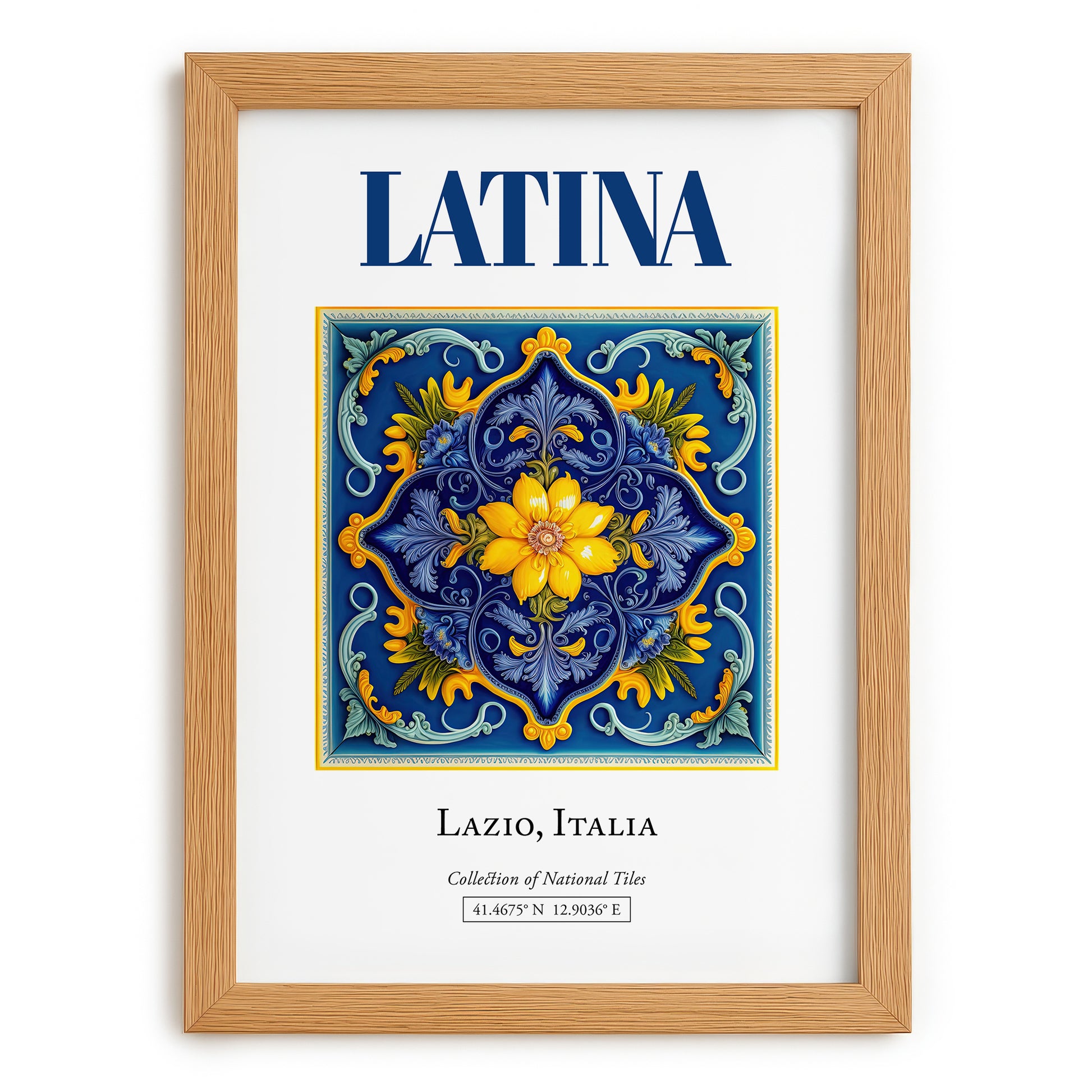 Latina, Italy – Global Cities Wall Print, set in oak frame