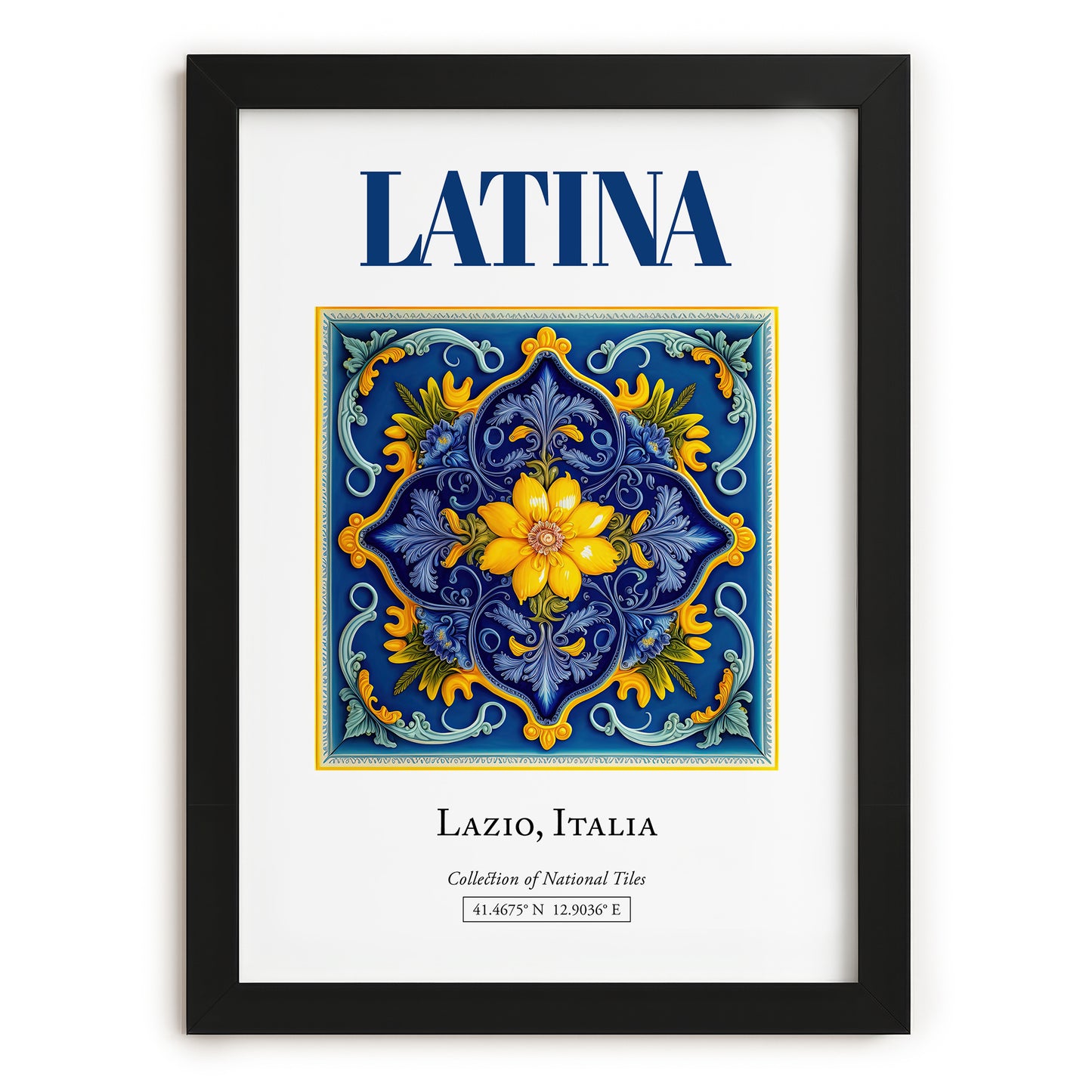 Latina, Italy – Global Cities Wall Print, in sleek black frame