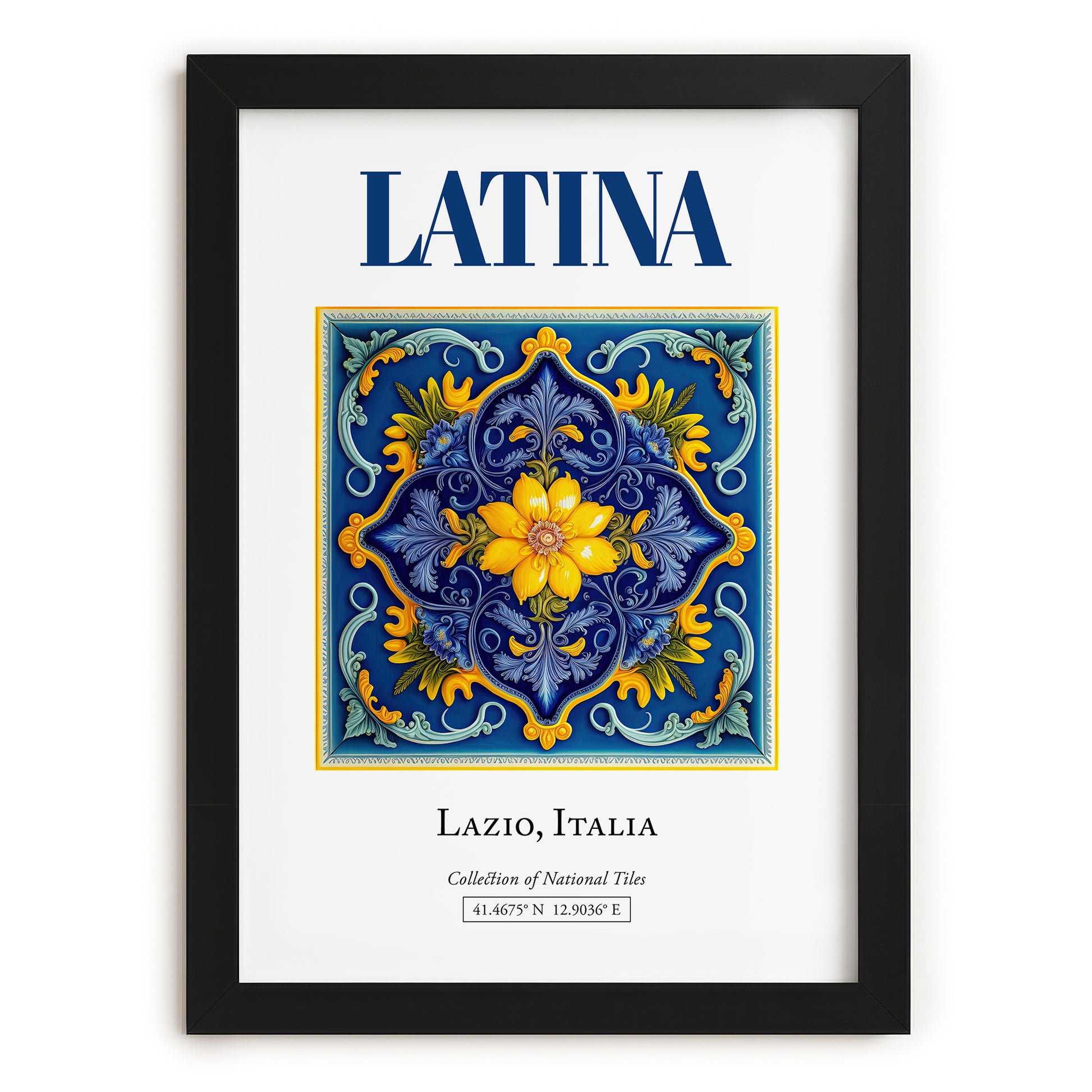 Latina, Italy – Global Cities Wall Print, in sleek black frame
