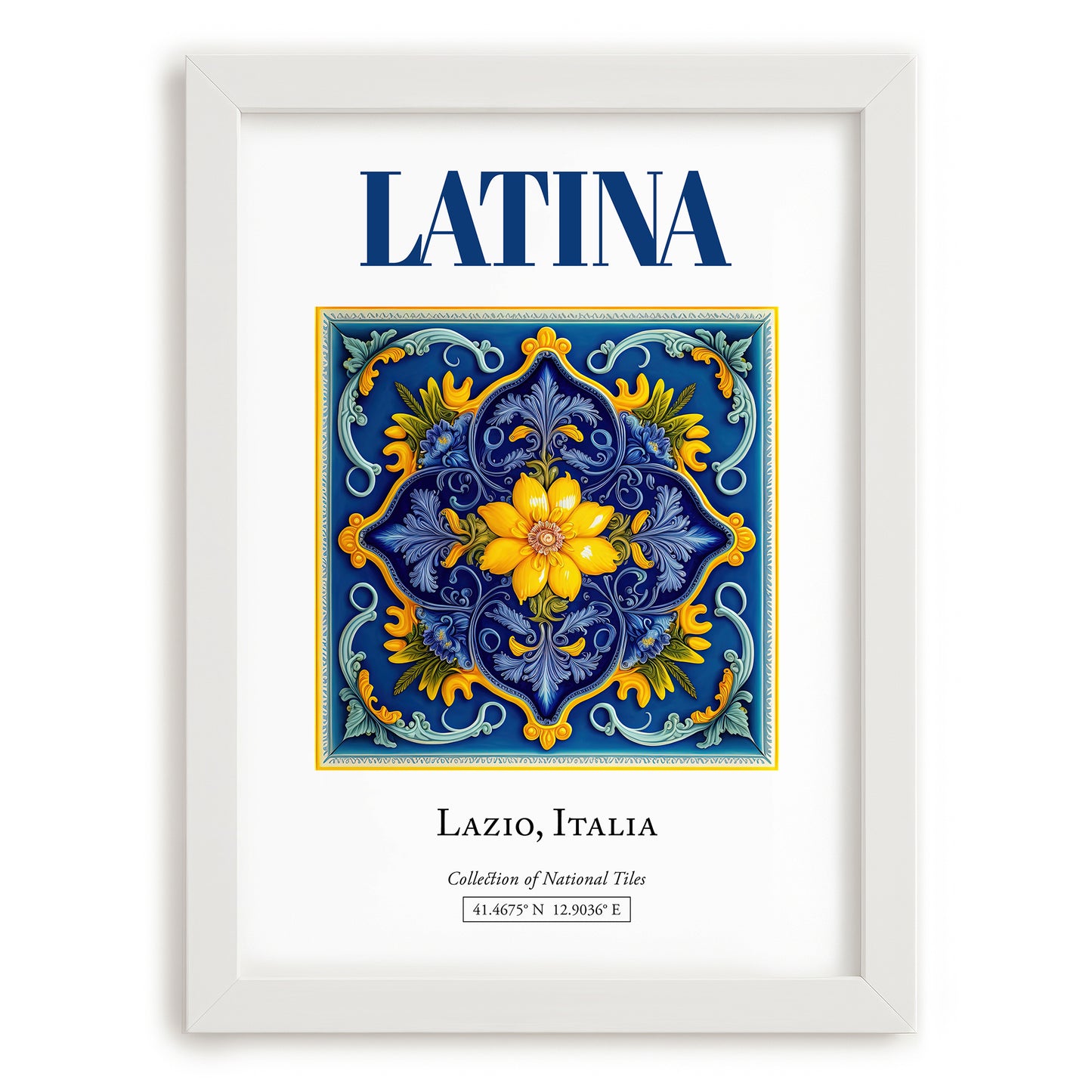 Latina, Italy – Global Cities Wall Print, placed in minimal white frame