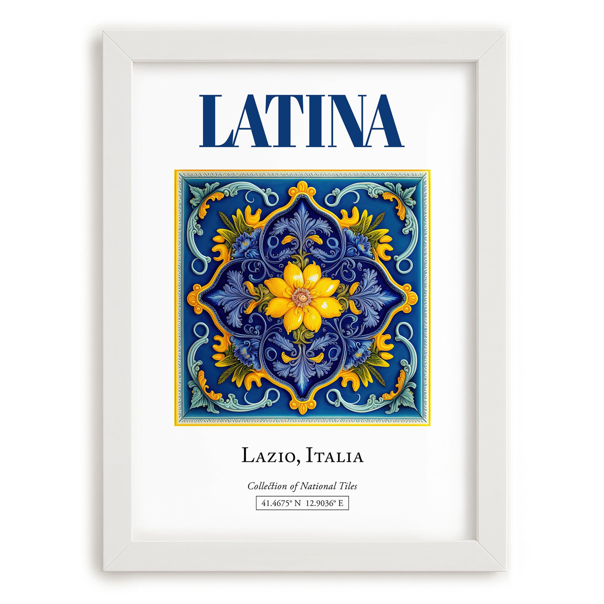 Latina, Italy – Global Cities Wall Print, placed in minimal white frame