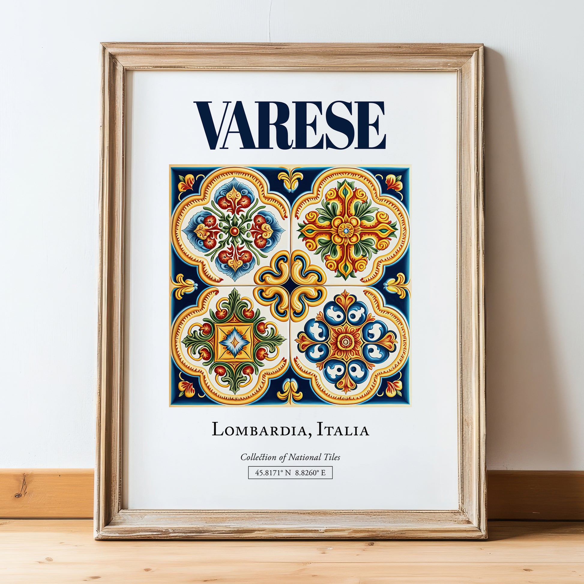 Varese, Italy – Travel Memories Wall Print, in wooden frame leaning on the floor