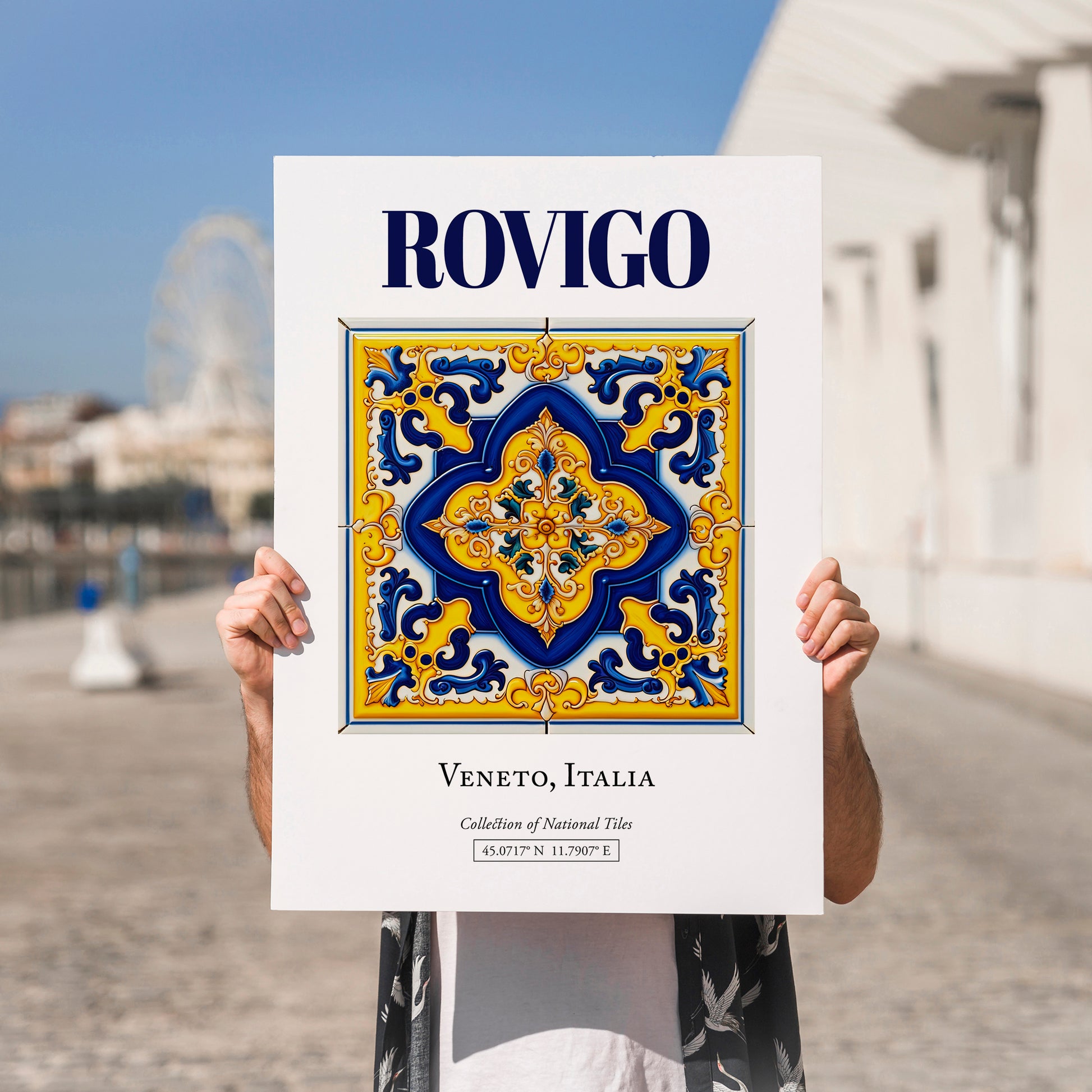 Rovigo, Italy – Travel Poster, no-text version framed in wood