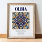 Olbia, Italy – Travel Wall Art, in wooden frame leaning on the floor