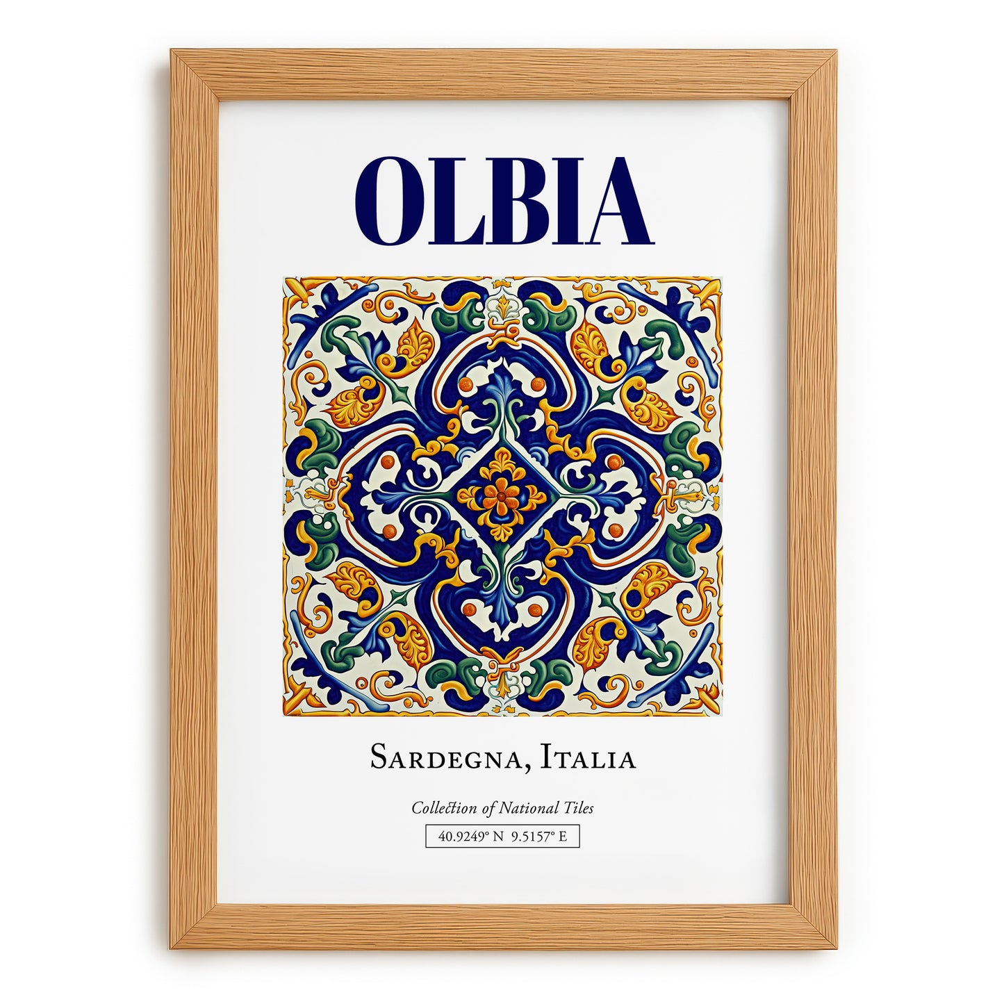 Olbia, Italy – Travel Wall Art, set in oak frame