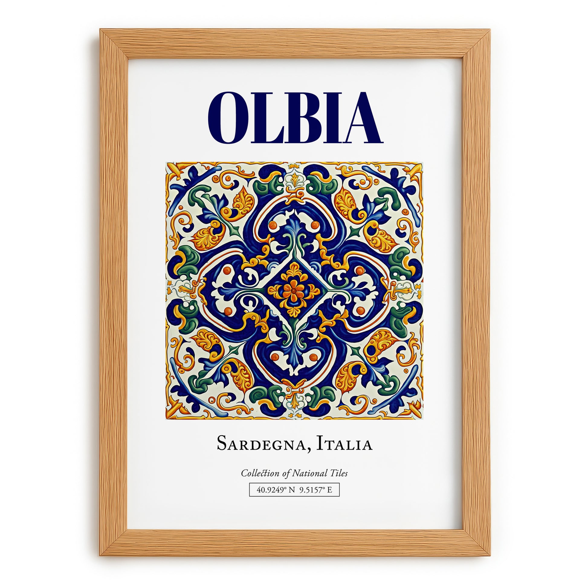 Olbia, Italy – Travel Wall Art, set in oak frame