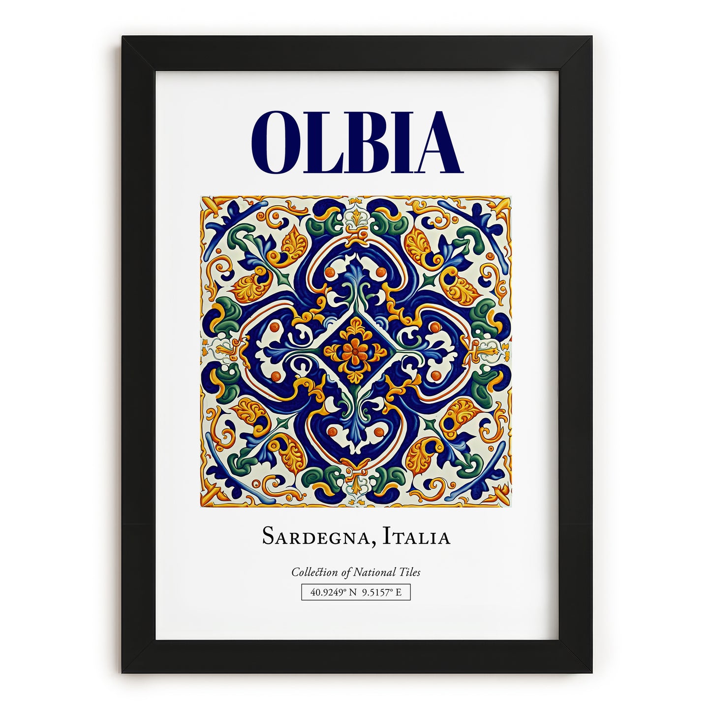 Olbia, Italy – Travel Wall Art, in sleek black frame