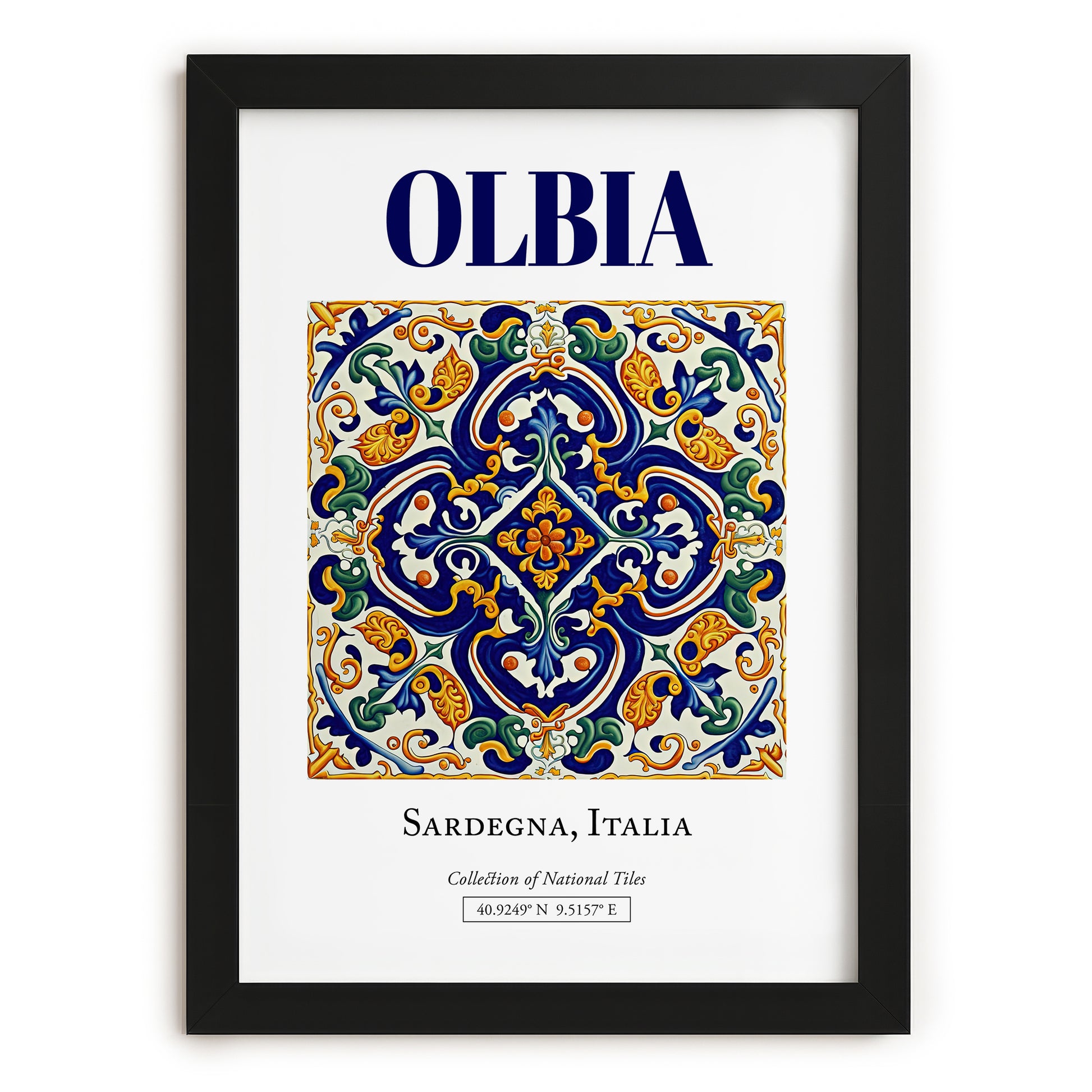 Olbia, Italy – Travel Wall Art, in sleek black frame