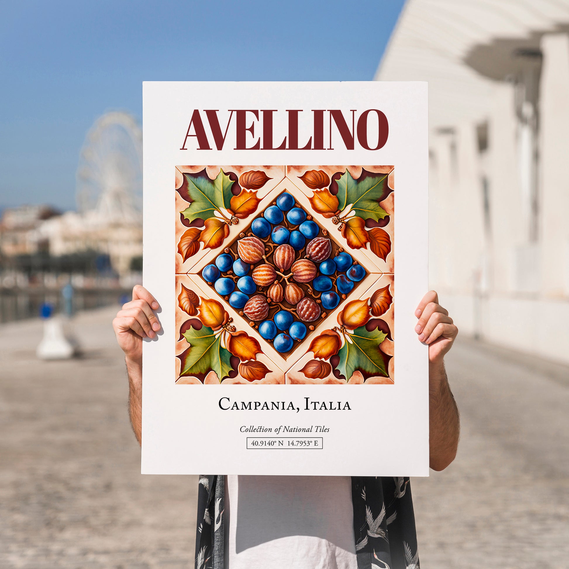 Avellino, Italy – Travel Poster, no-text version framed in wood