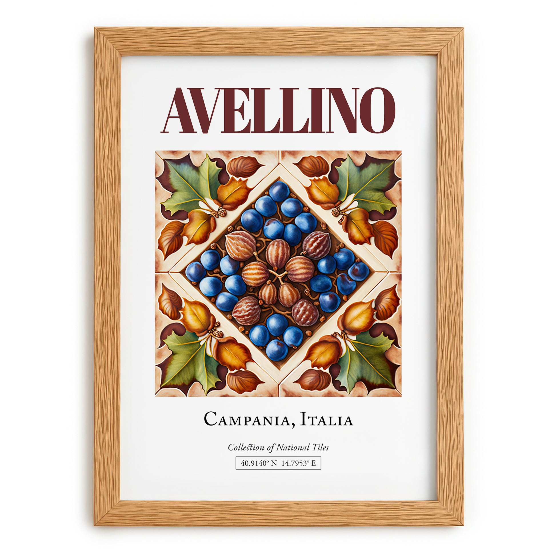 Avellino, Italy – Travel Poster, set in oak frame