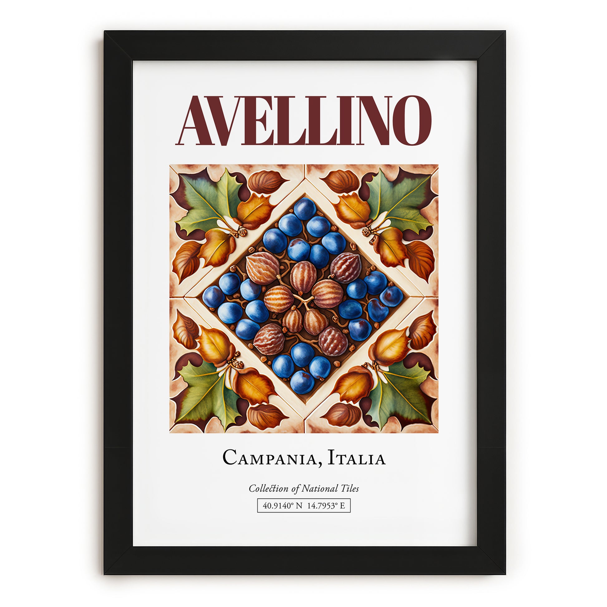 Avellino, Italy – Travel Poster, in sleek black frame