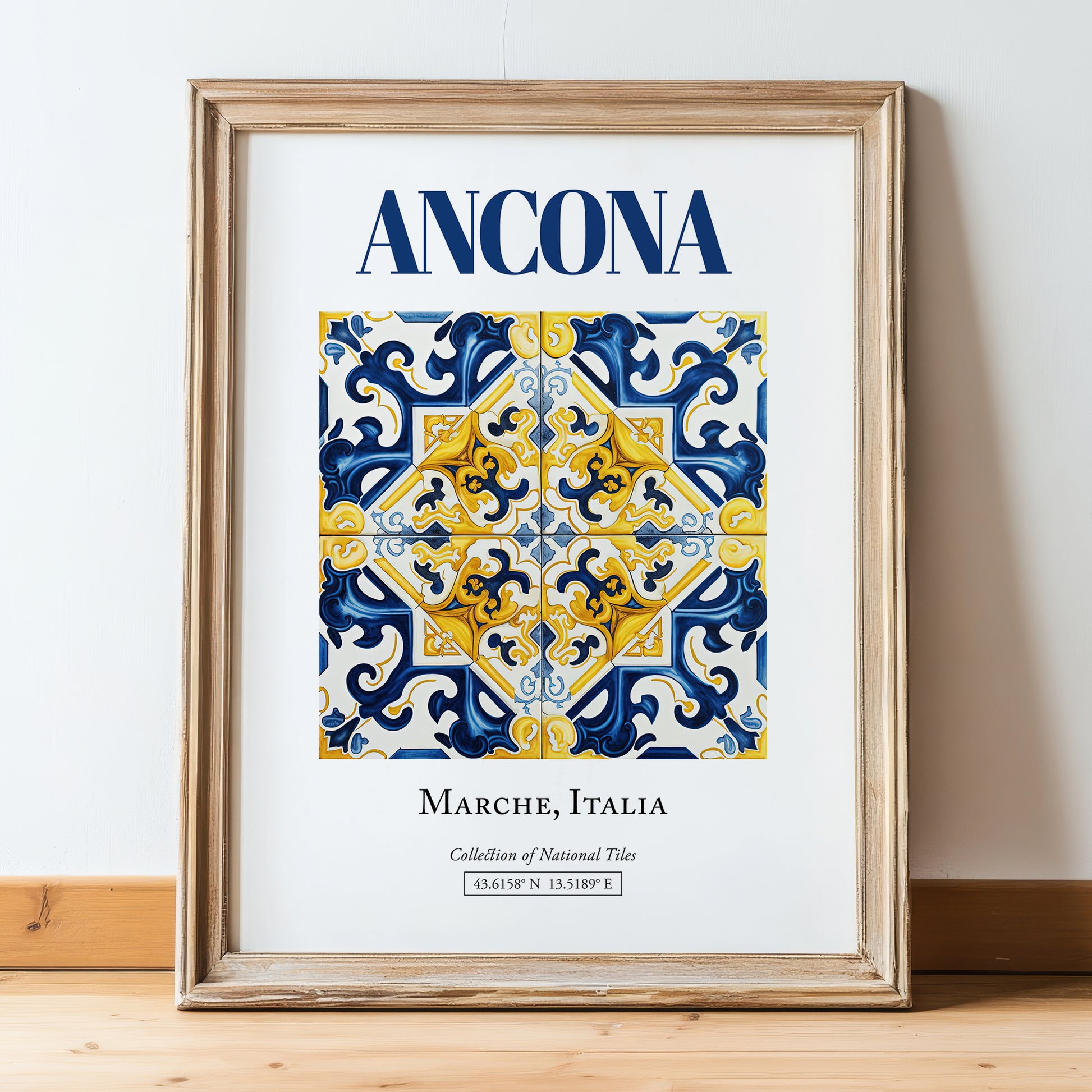 Ancona, Italy – Travel Print, in wooden frame leaning on the floor
