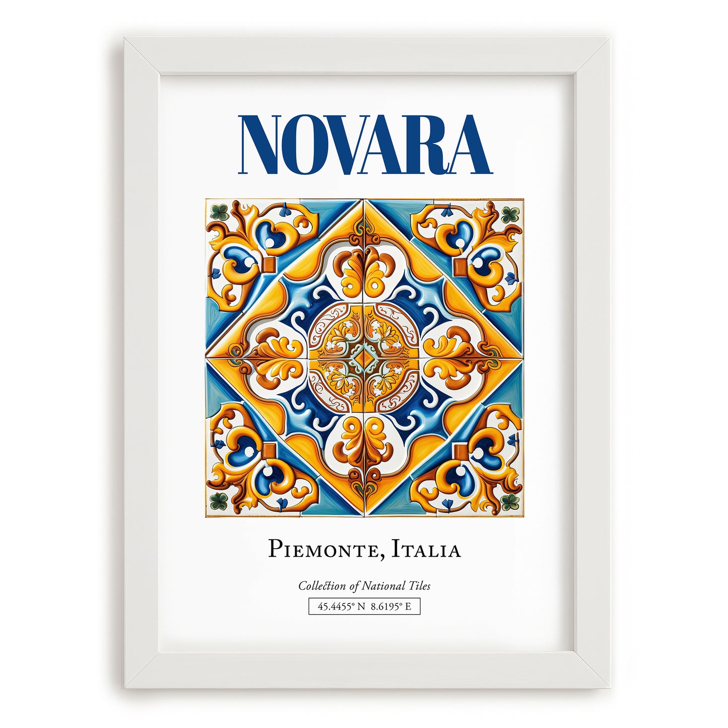 Novara, Italy – Away From Home Poster, placed in minimal white frame