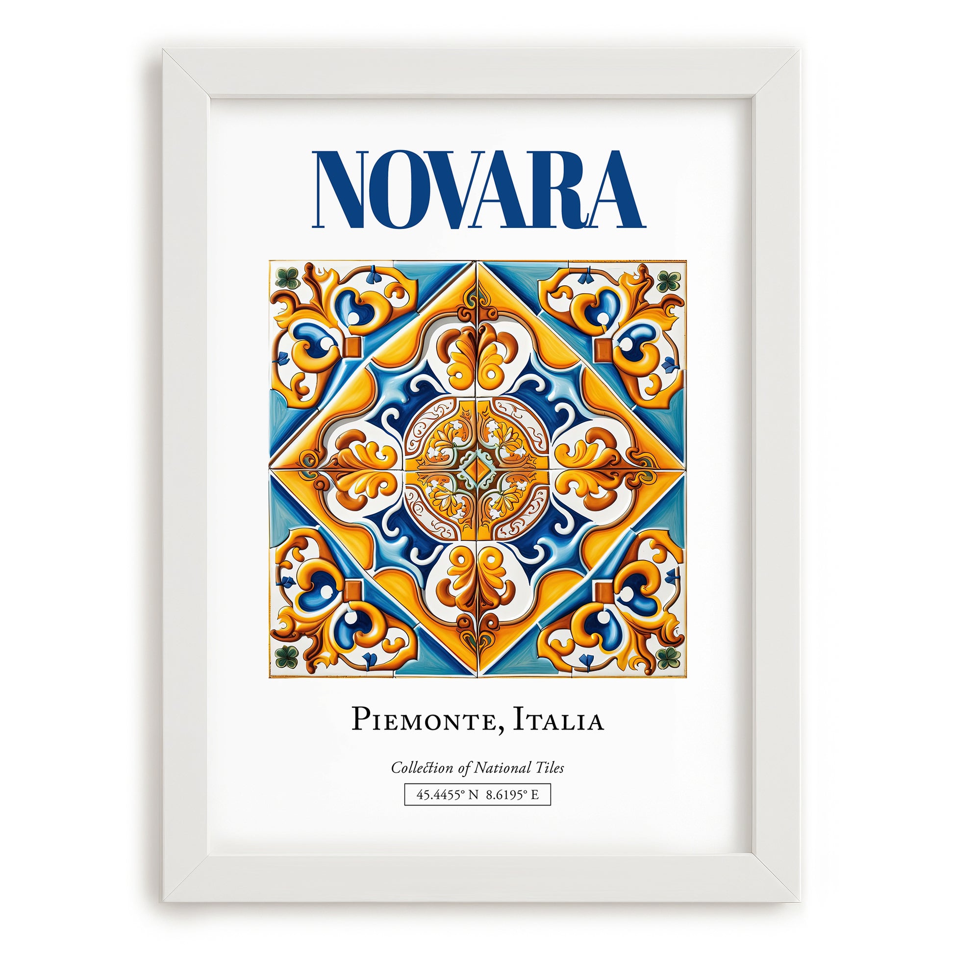 Novara, Italy – Away From Home Poster, placed in minimal white frame
