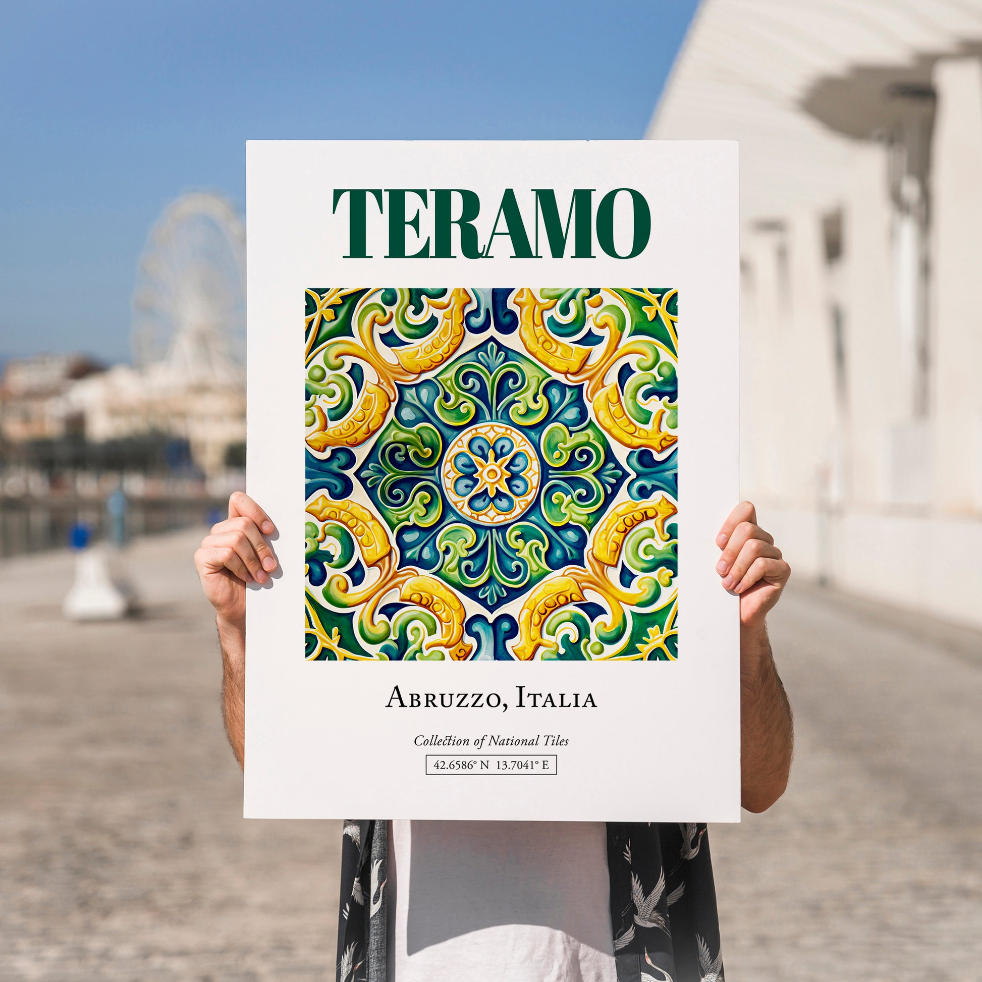 Teramo, Italy – Travel Wall Decor, no-text version framed in wood