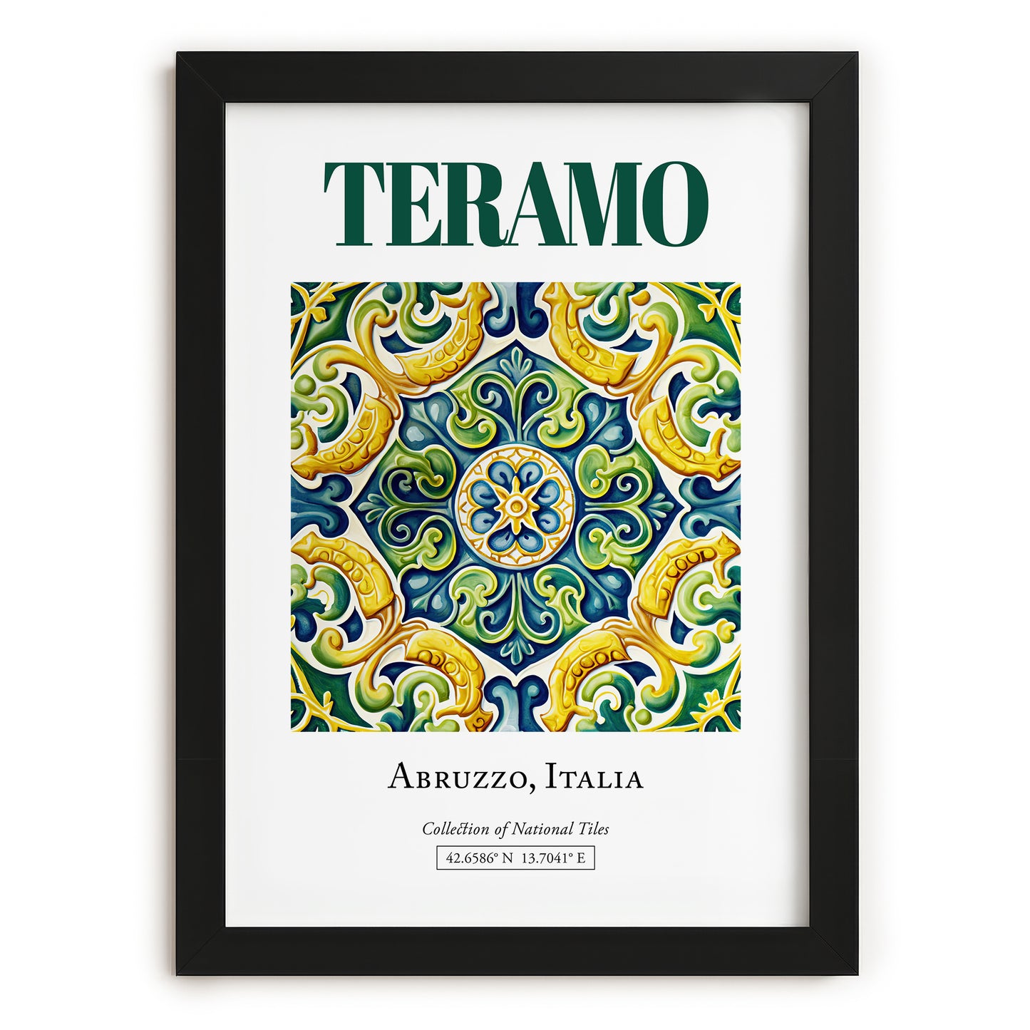 Teramo, Italy – Travel Wall Decor, in sleek black frame