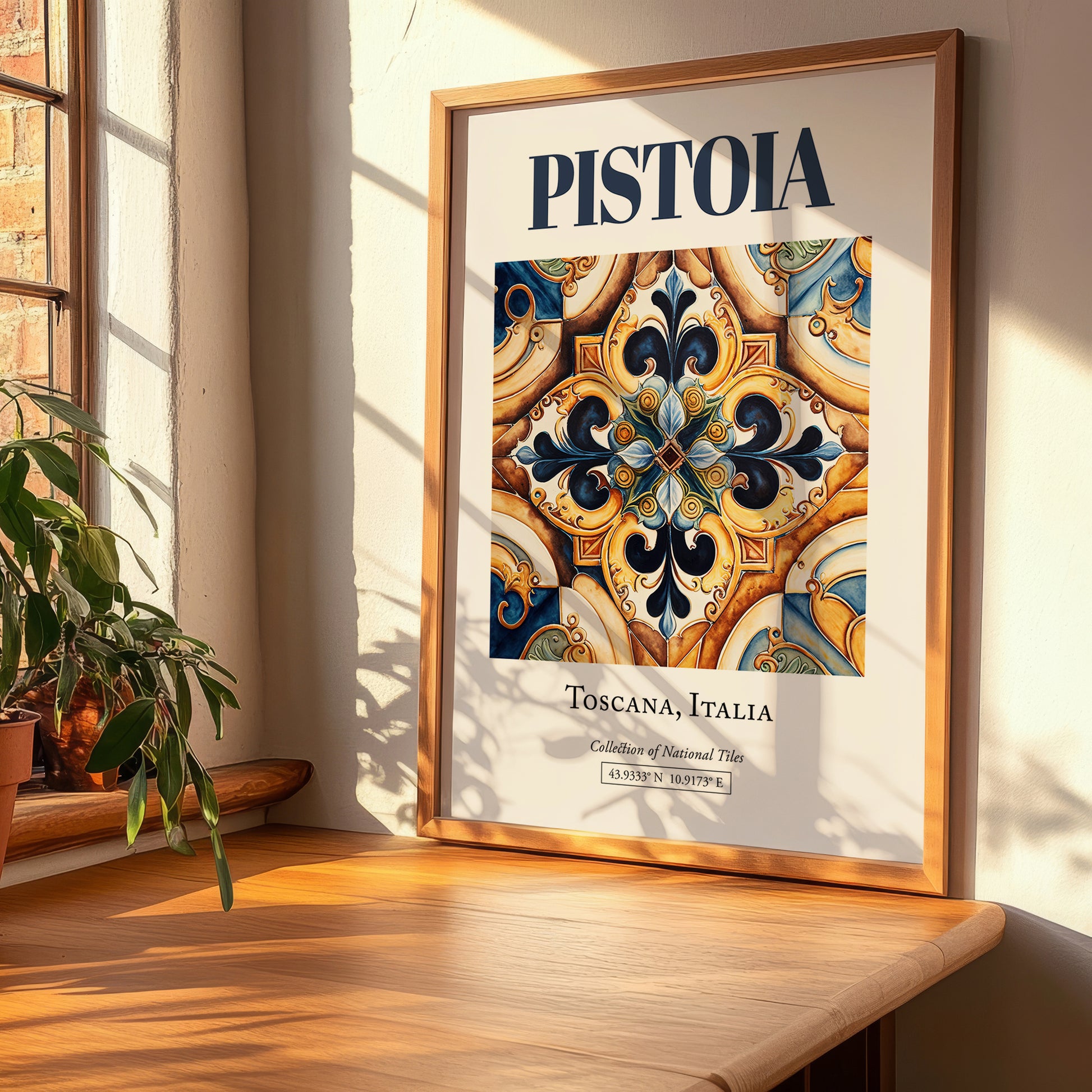 Pistoia, Italy – Retro Travel Poster, clean layout with no caption