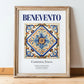 Benevento, Italy – Illustrated Travel Poster, in wooden frame leaning on the floor