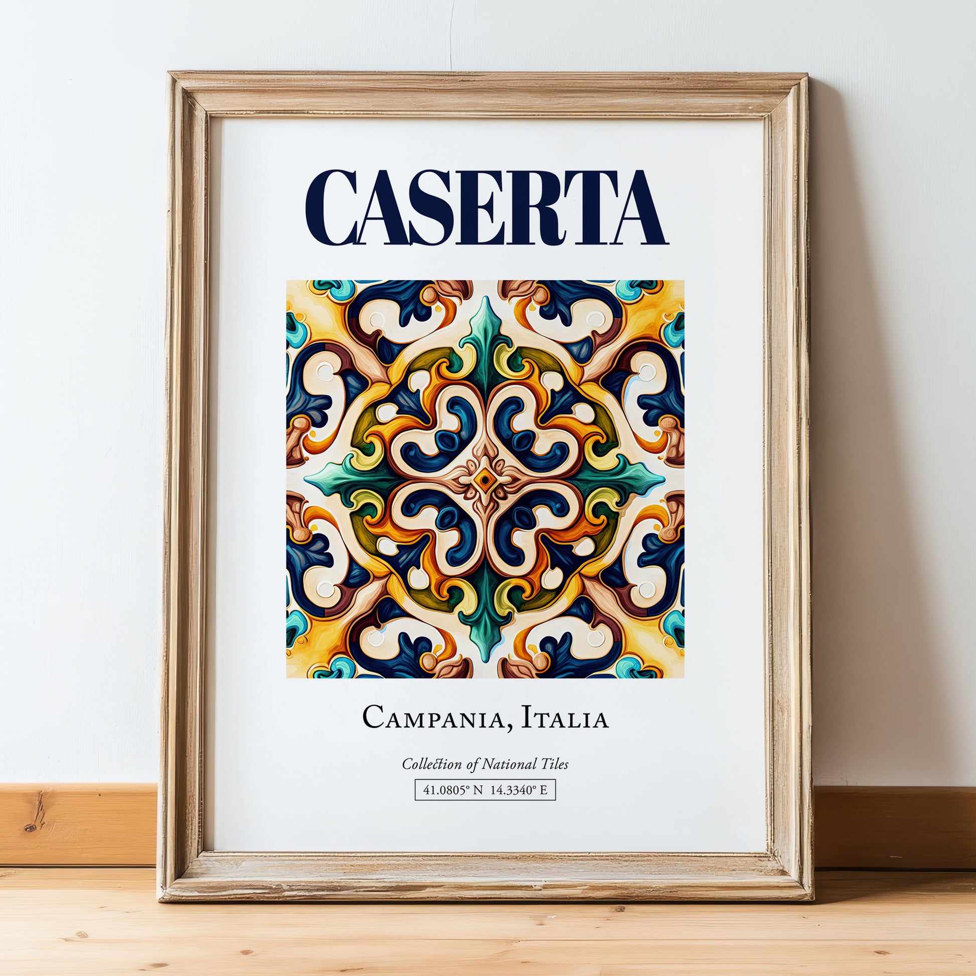 Caserta, Italy – Travel Print, in wooden frame leaning on the floor