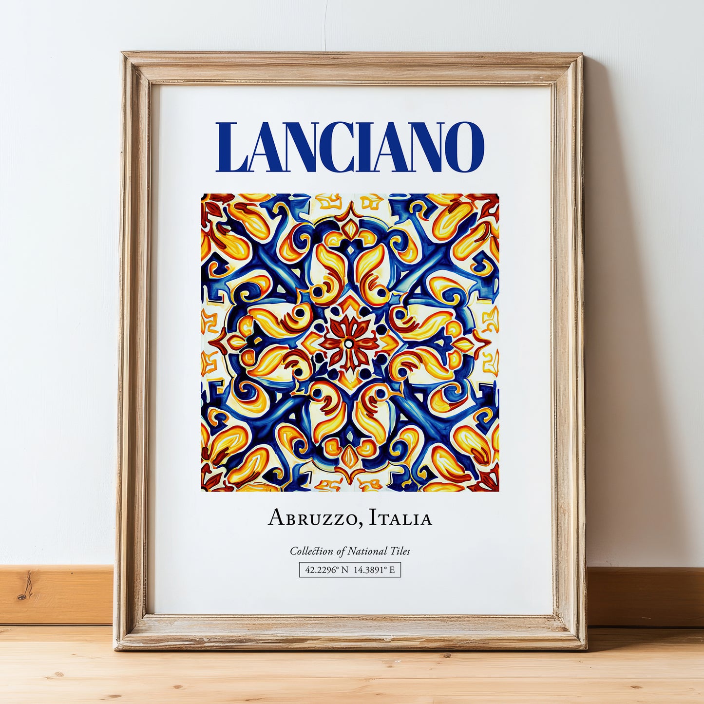 Lanciano, Italy – Tourist Destination Poster, in wooden frame leaning on the floor