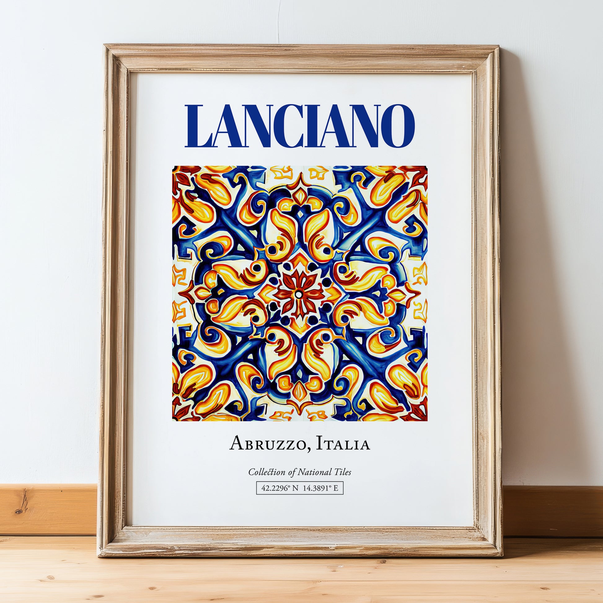 Lanciano, Italy – Tourist Destination Poster, in wooden frame leaning on the floor