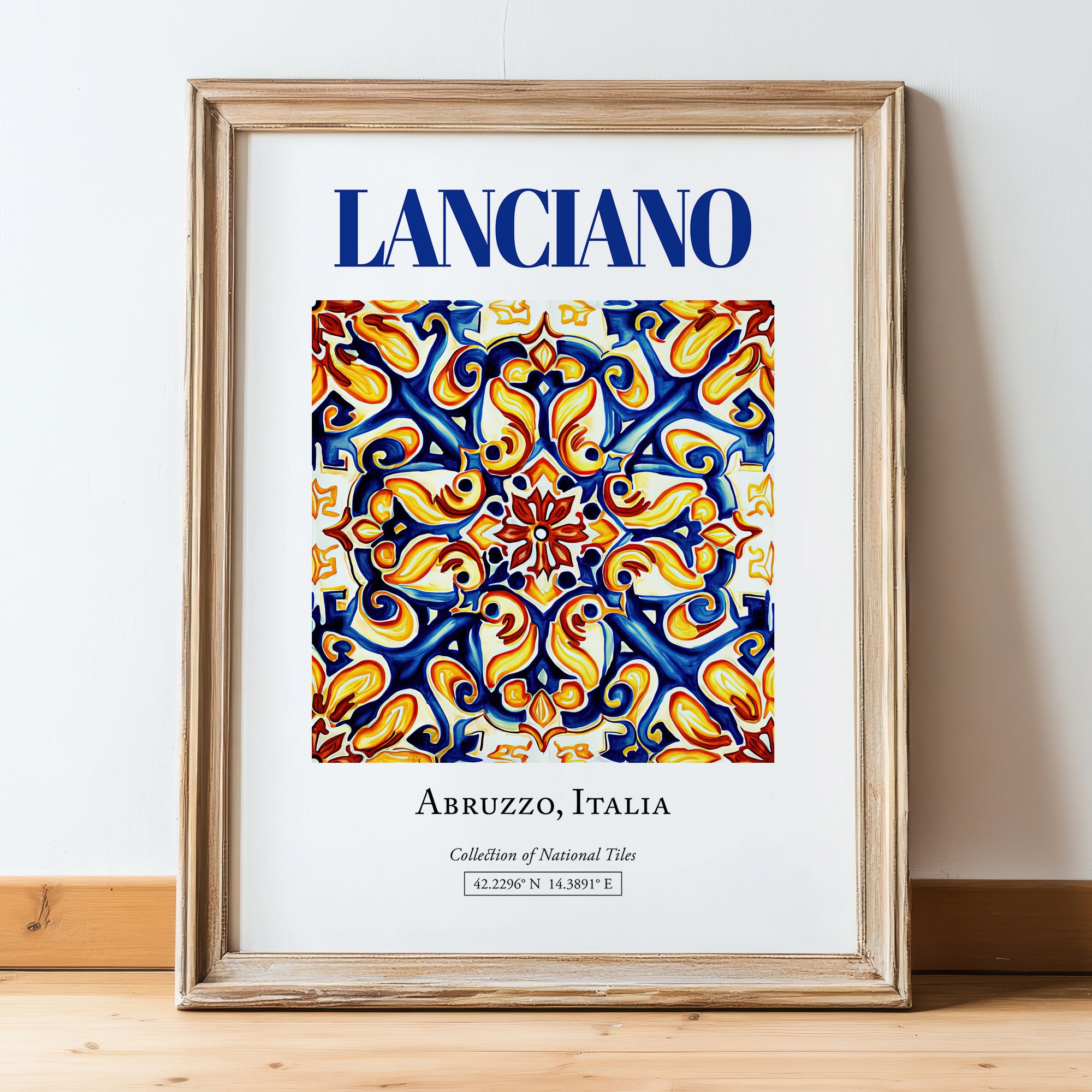 Lanciano, Italy – Tourist Destination Poster, in wooden frame leaning on the floor