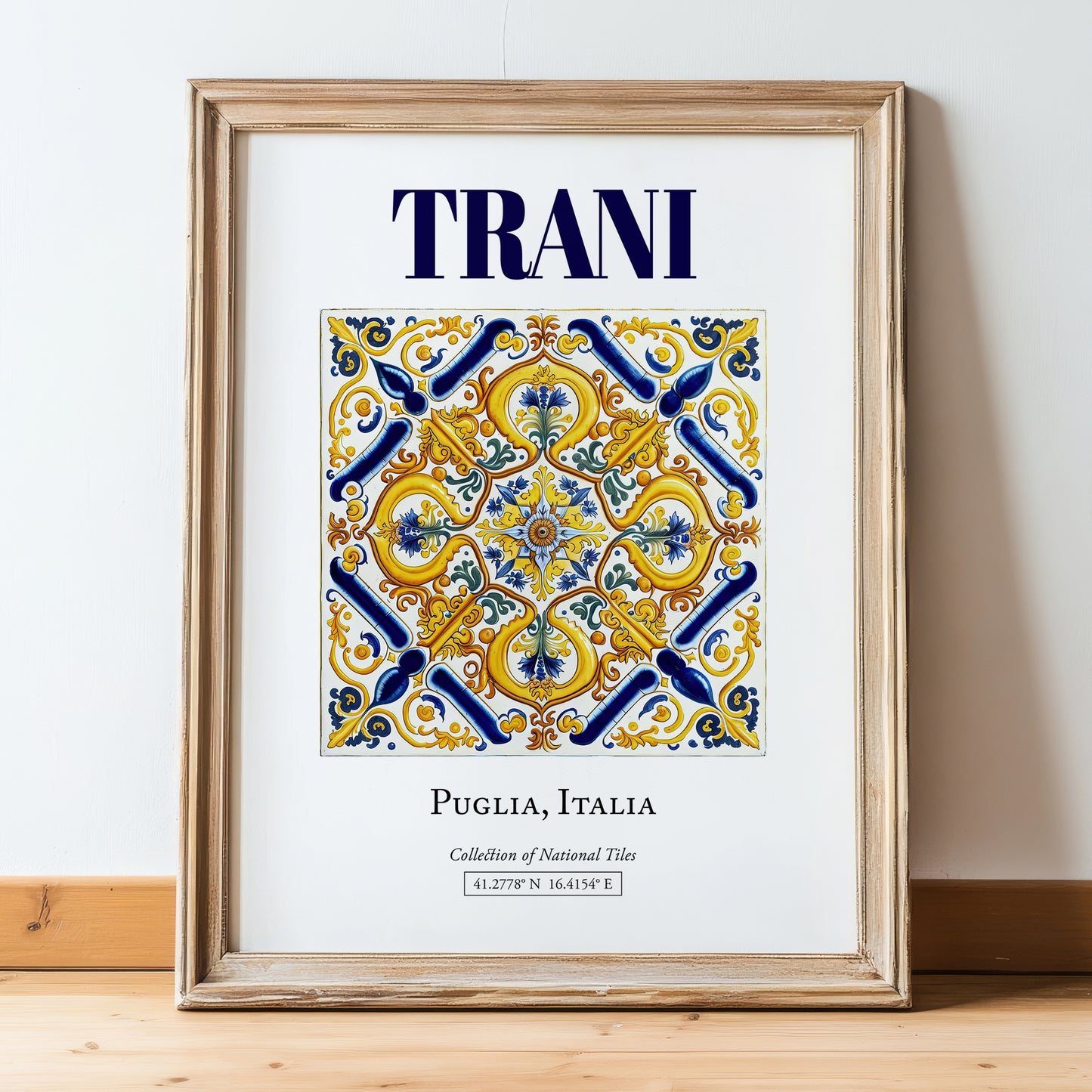Trani, Italy – Wanderlust Wall Decor, in wooden frame leaning on the floor