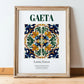 Gaeta, Italy – Vintage Travel Poster, in wooden frame leaning on the floor