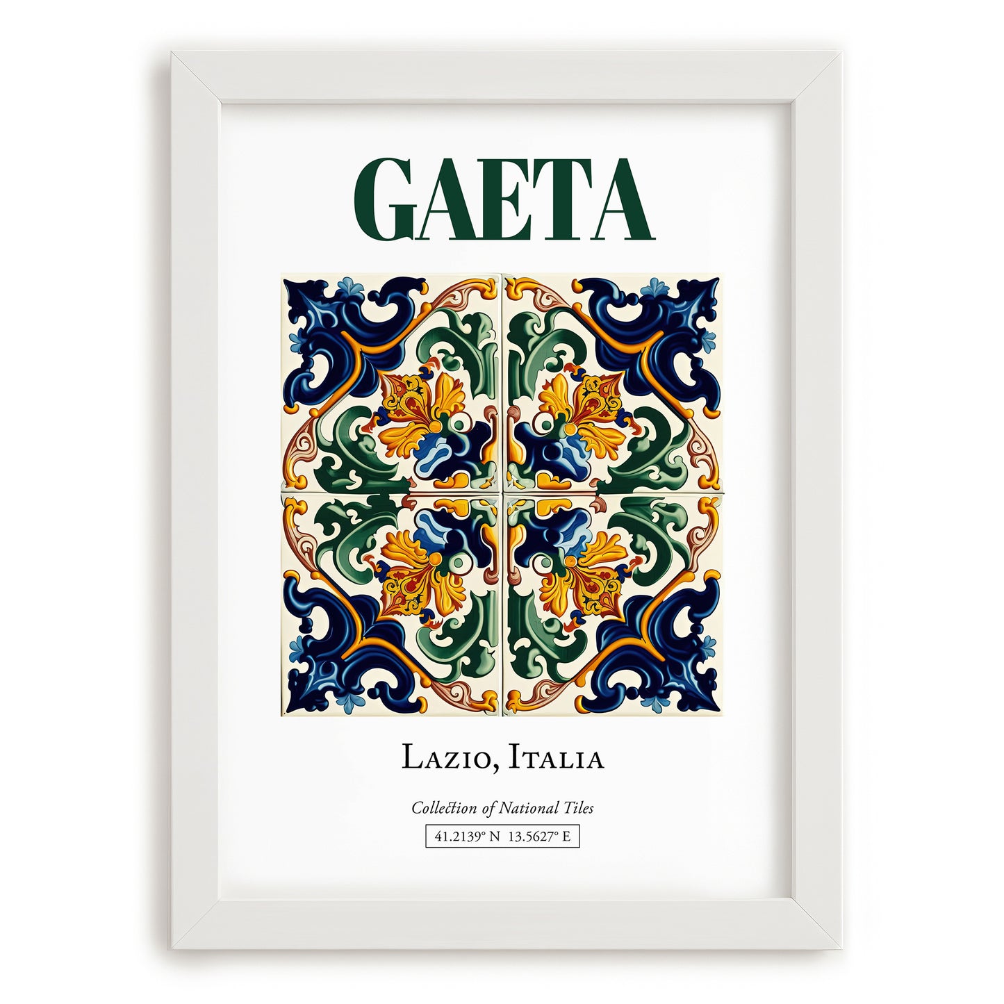 Gaeta, Italy – Vintage Travel Poster, placed in minimal white frame