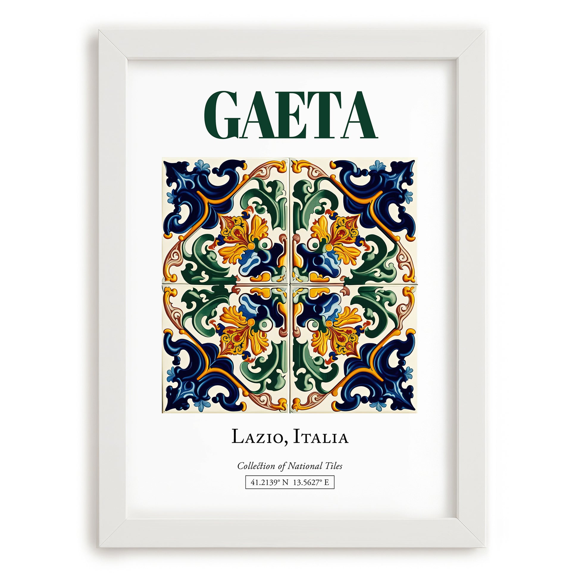Gaeta, Italy – Vintage Travel Poster, placed in minimal white frame